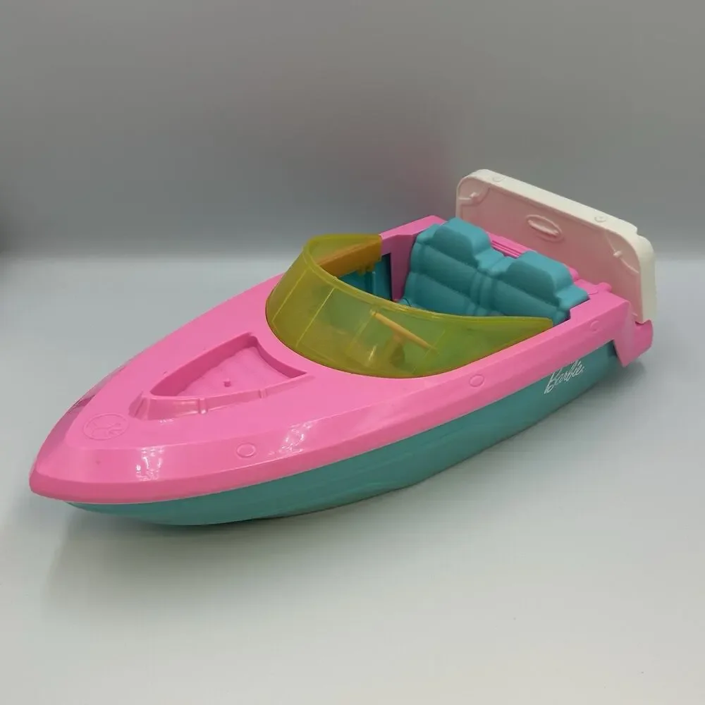 Mattel Barbie Doll Speedboat - Pink & Blue Toy Boat Beach Pool Summer Kids Girls